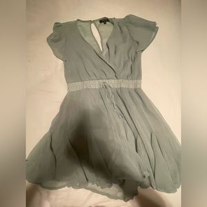 Francesca’s Light Teal Quinn Ruffle Romper